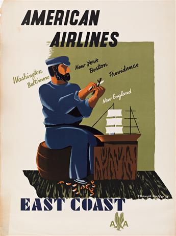 Edward McKnight Kauffer (1890-1954).  AMERICAN AIRLINES / EAST COAST. 1948.